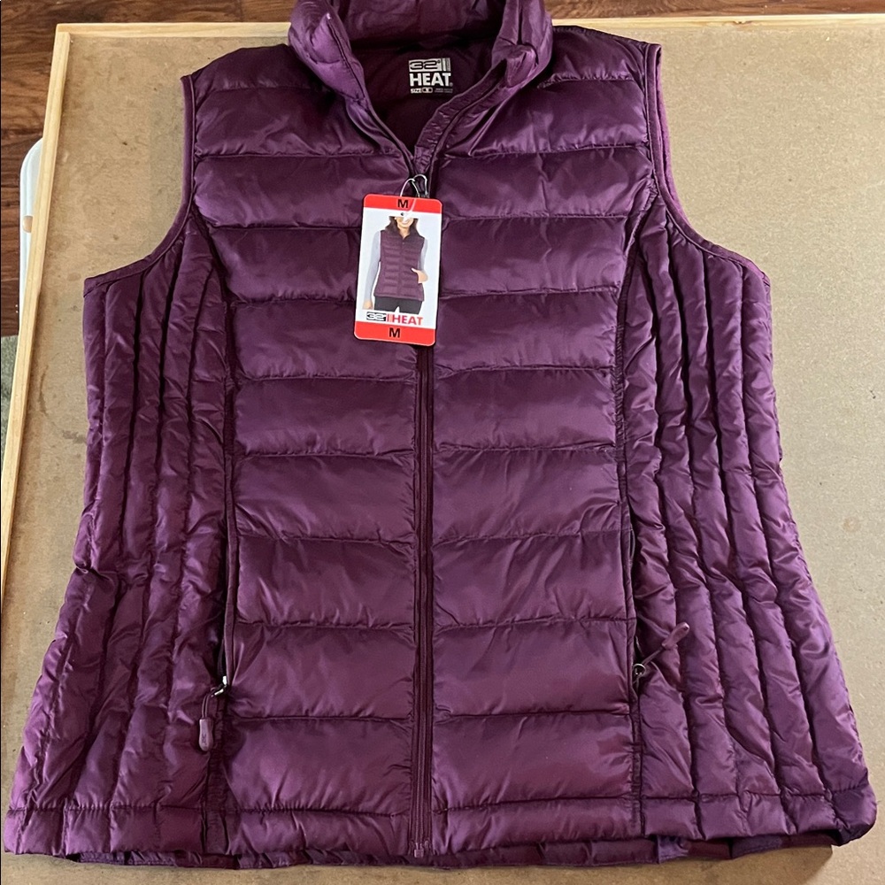 New 32 Degrees Heat Women's Plum Quilted Vest Size M